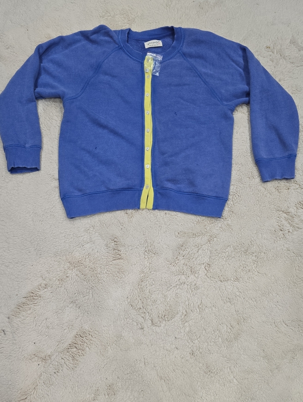Free People  Blue Sweatshirt with Yellow Trim